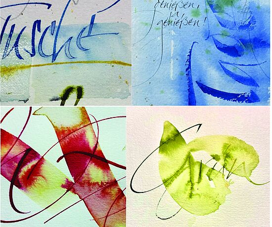 Materialspielerei – Schreibflüssigkeiten in der Kalligrafie im spielerischen Test