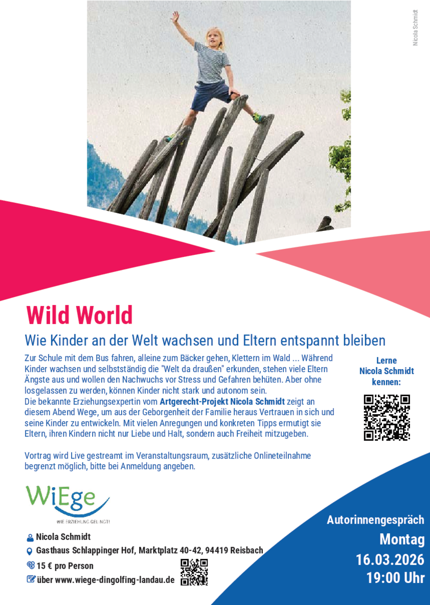 verlinktes Plakat mit Infos zur Veranstaltung - ein kletternder Junge auf einem Holzgerüst