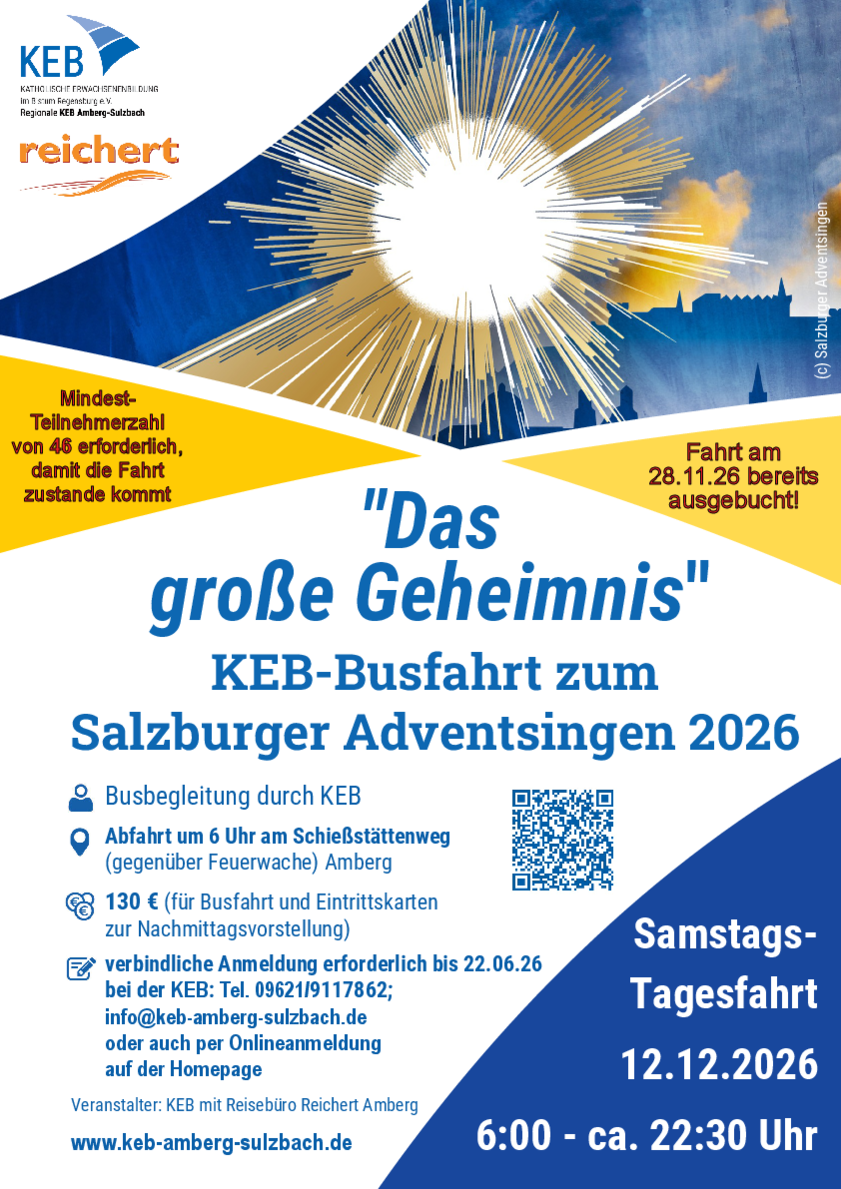 Plakat mit Infos zur Veranstaltung - BIld von Mariä Verkündigung 