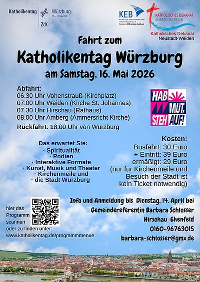 Plakat mit Infos zur Fahrt zum Katholikentag