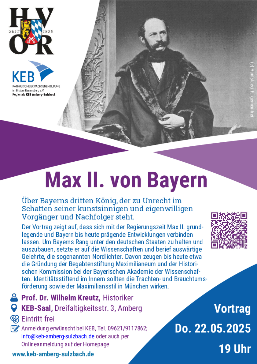Mehr Infos zum Vortrag über König Max, den zweiten von Bayern