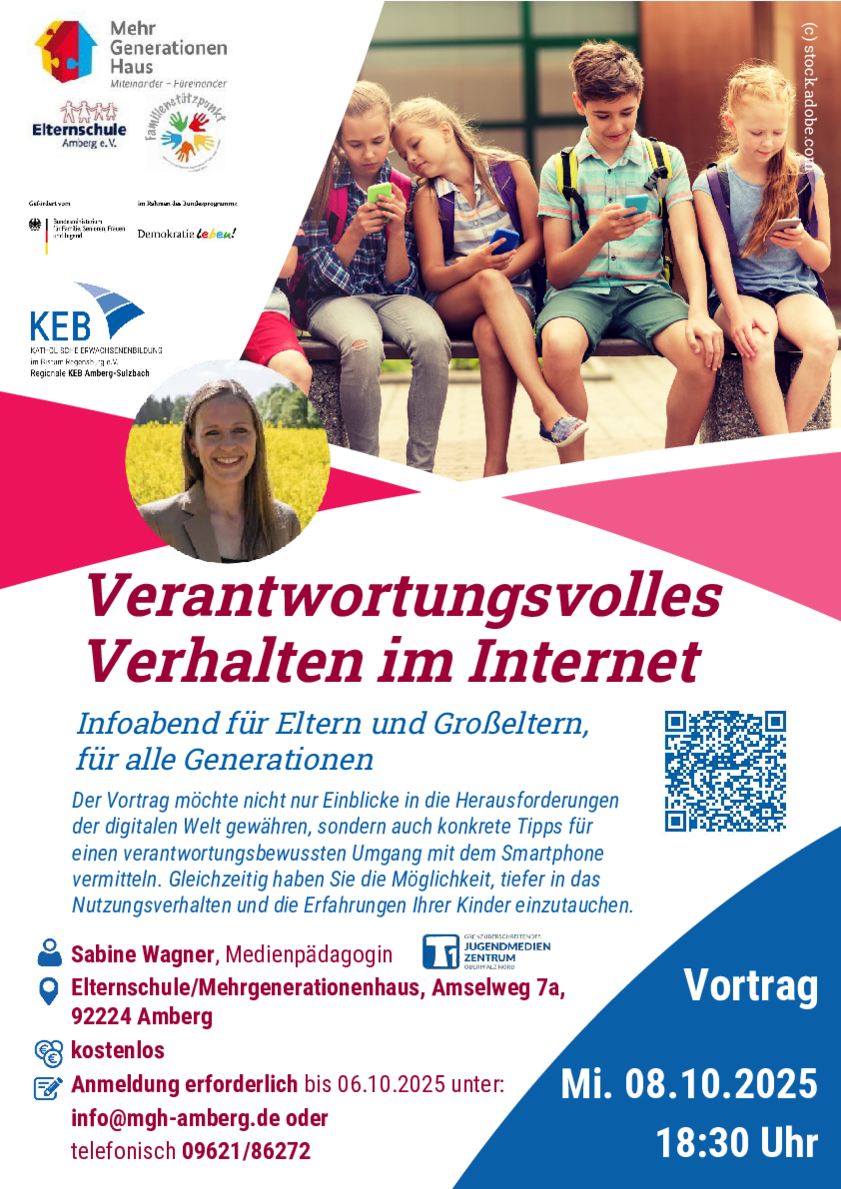 Nähere Infos zur Veranstaltung in der Elternschule am 8.10.2025 zum Thema: "verantwortungsvolles Verhalten im Internet"