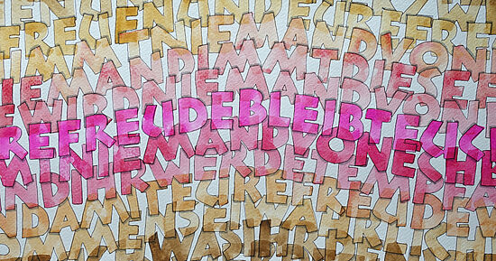 Kalligrafie - "Neuland" in Schichten